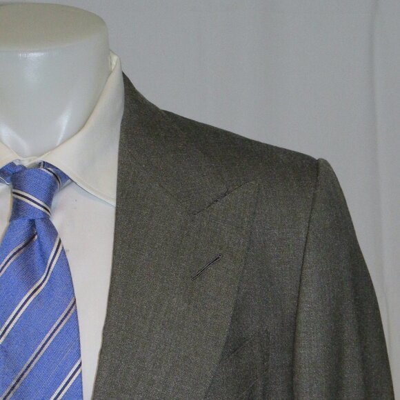 Tom Ford Gray Hopsack Current Silk Blend Peak Lapel Two Button Suit 44R - Picture 1 of 16